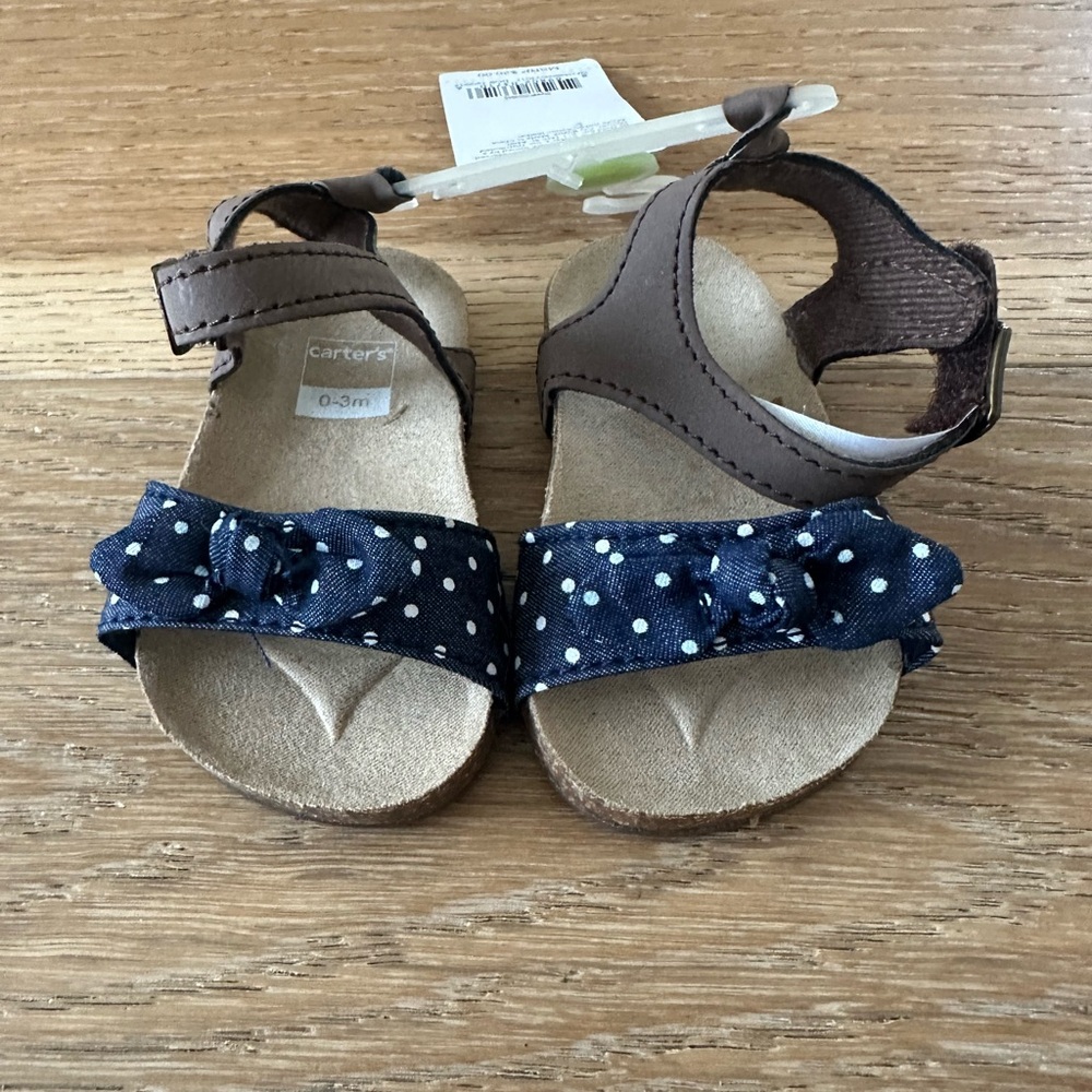 Carter's Navy and Brown Kids Sandals with Bow